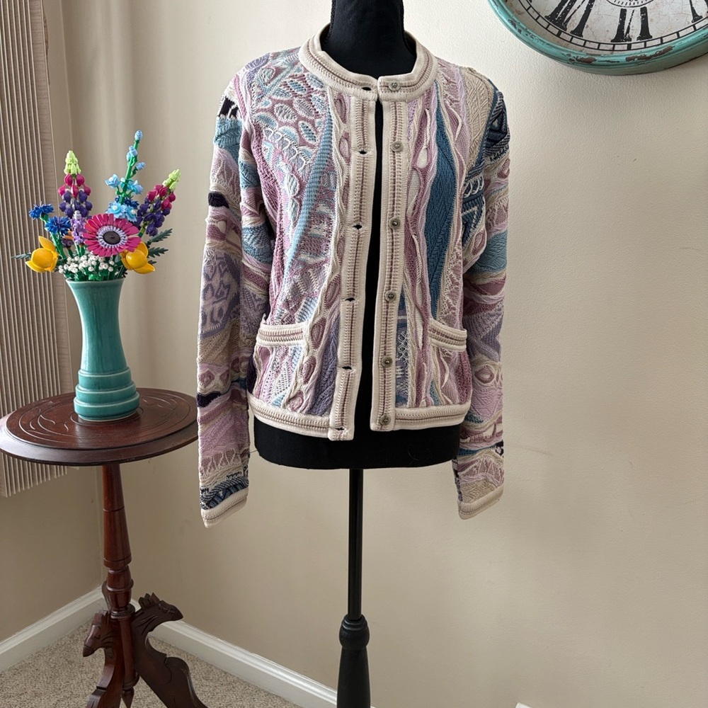 Vtg 80s COOGI Australia Knit Sweater with Multicolor 3D Design - Women’s small